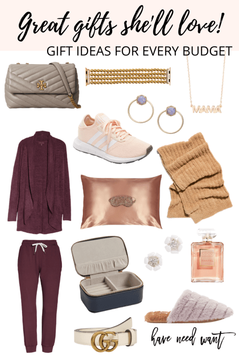 2020 gift guide for her! Sharing gifts she'll love in any budget on HNW! #giftguide #giftsforher