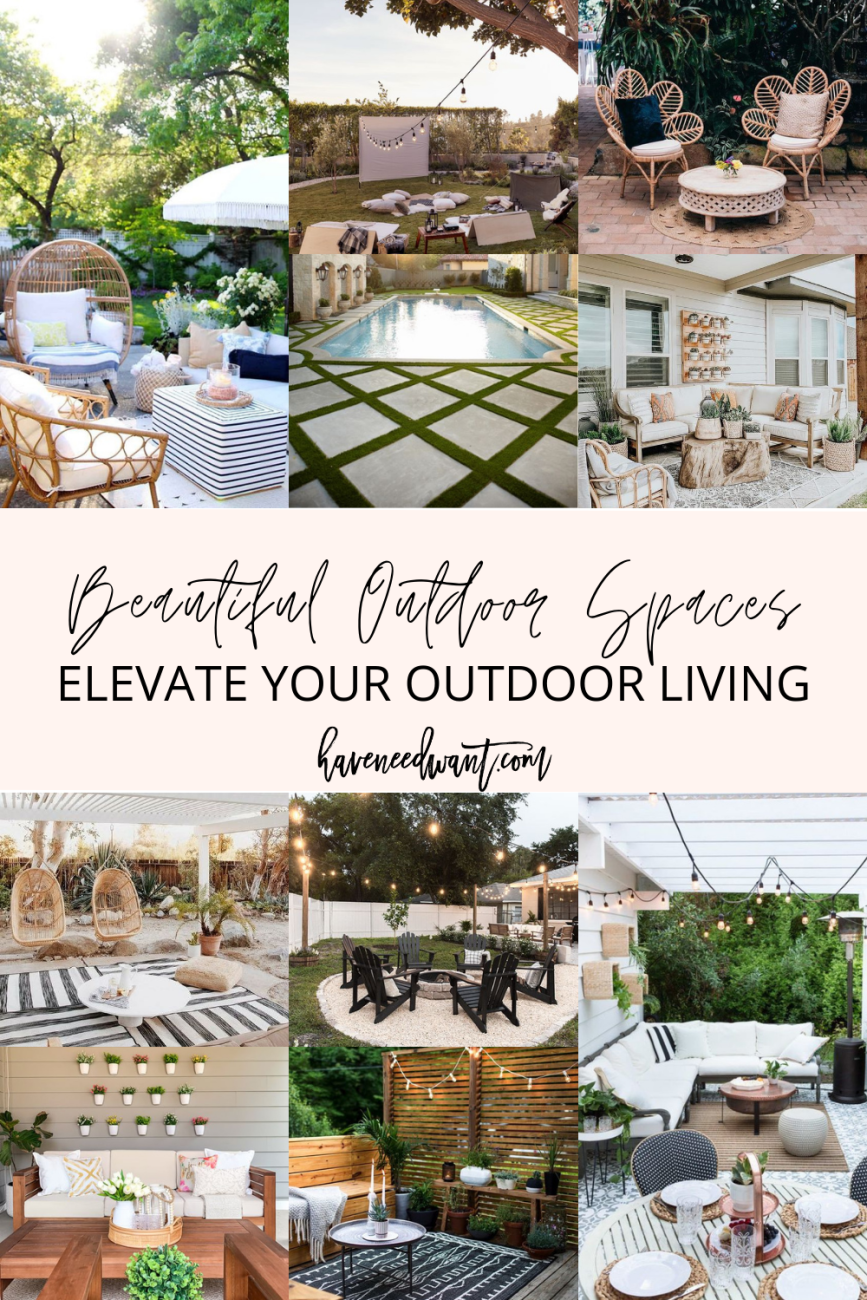 Beautiful outdoor spaces to help inspire you to elevate your outdoor living. #outdoorspaces #outdooroasis #outdoorliving