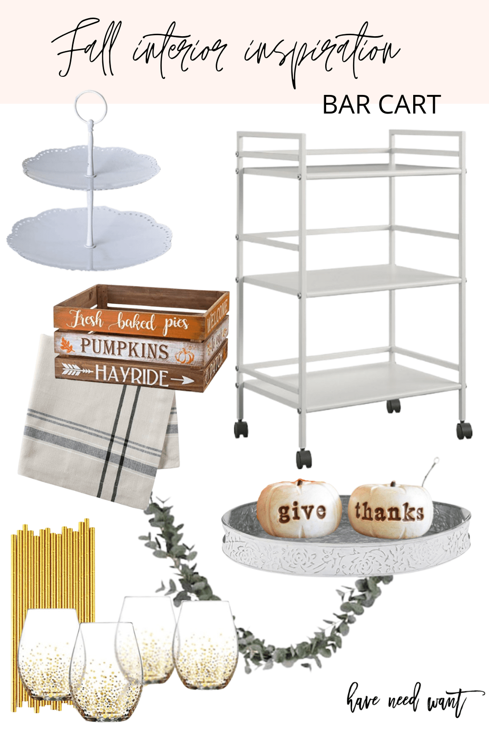 Fall interior inspiration and bar cart decor. If you love to entertain then dressing up your bar cart for fall is a must.