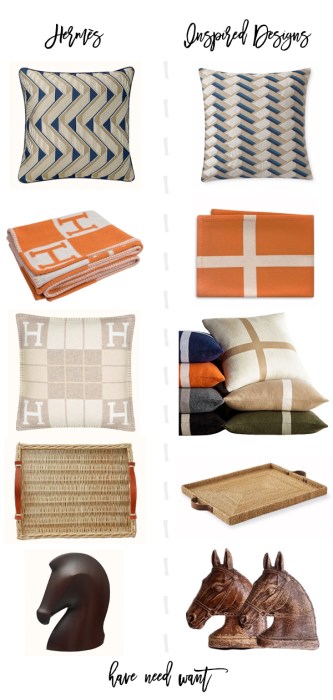 Equestrian home decor by Hermes and Hermes inspired designs. Click on over to the blog to check it out! #homedecor #equestraindecor #hermes #labelforless #lookforless