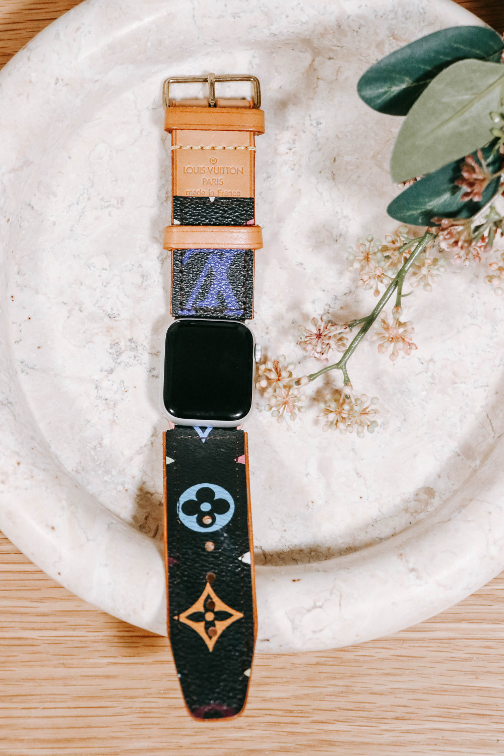 Upcycled LV Black Multicolor Monogram Apple Watch Band