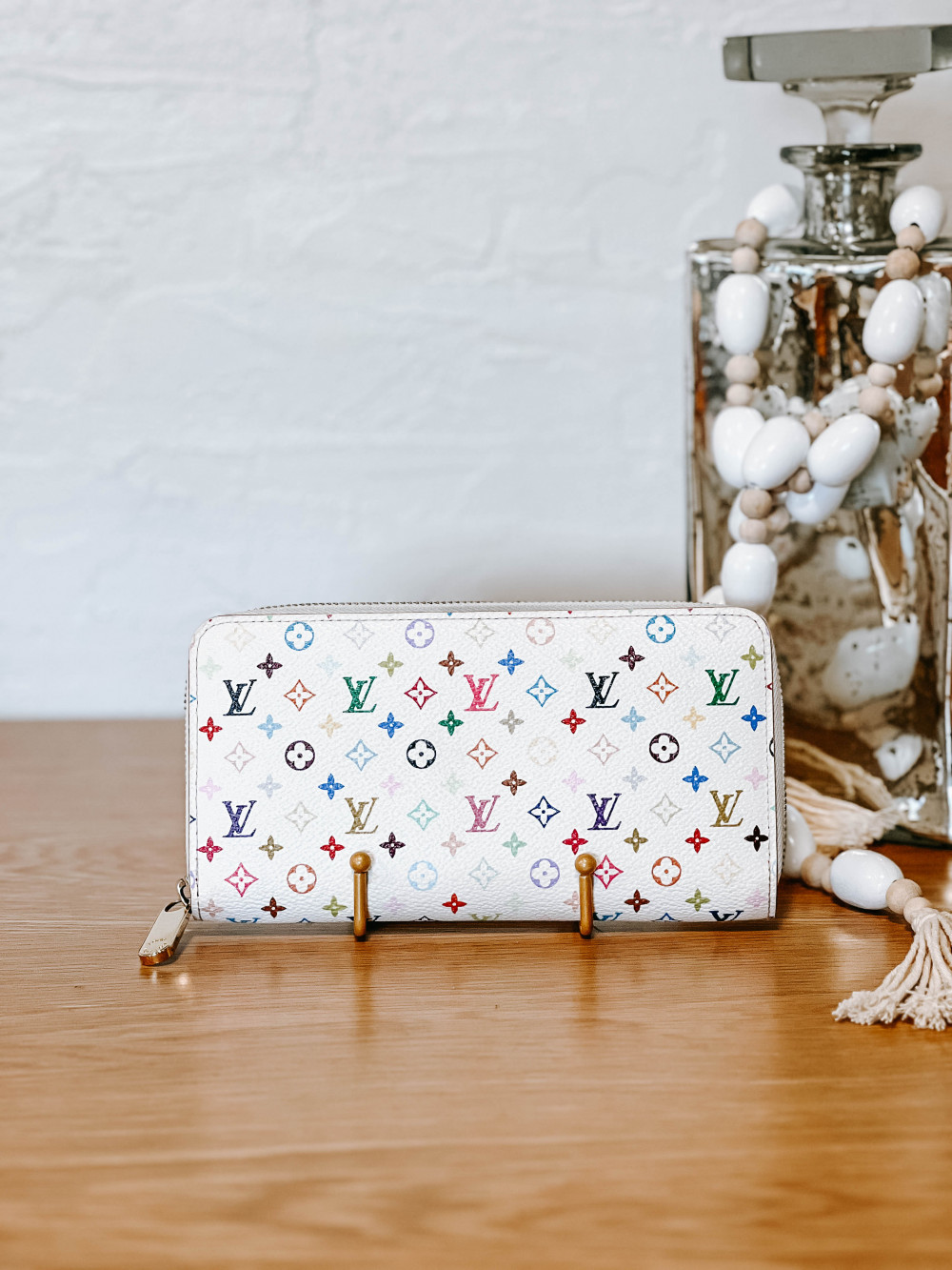 Louis Vuitton White Multicolor Murakami Zippy Wallet
