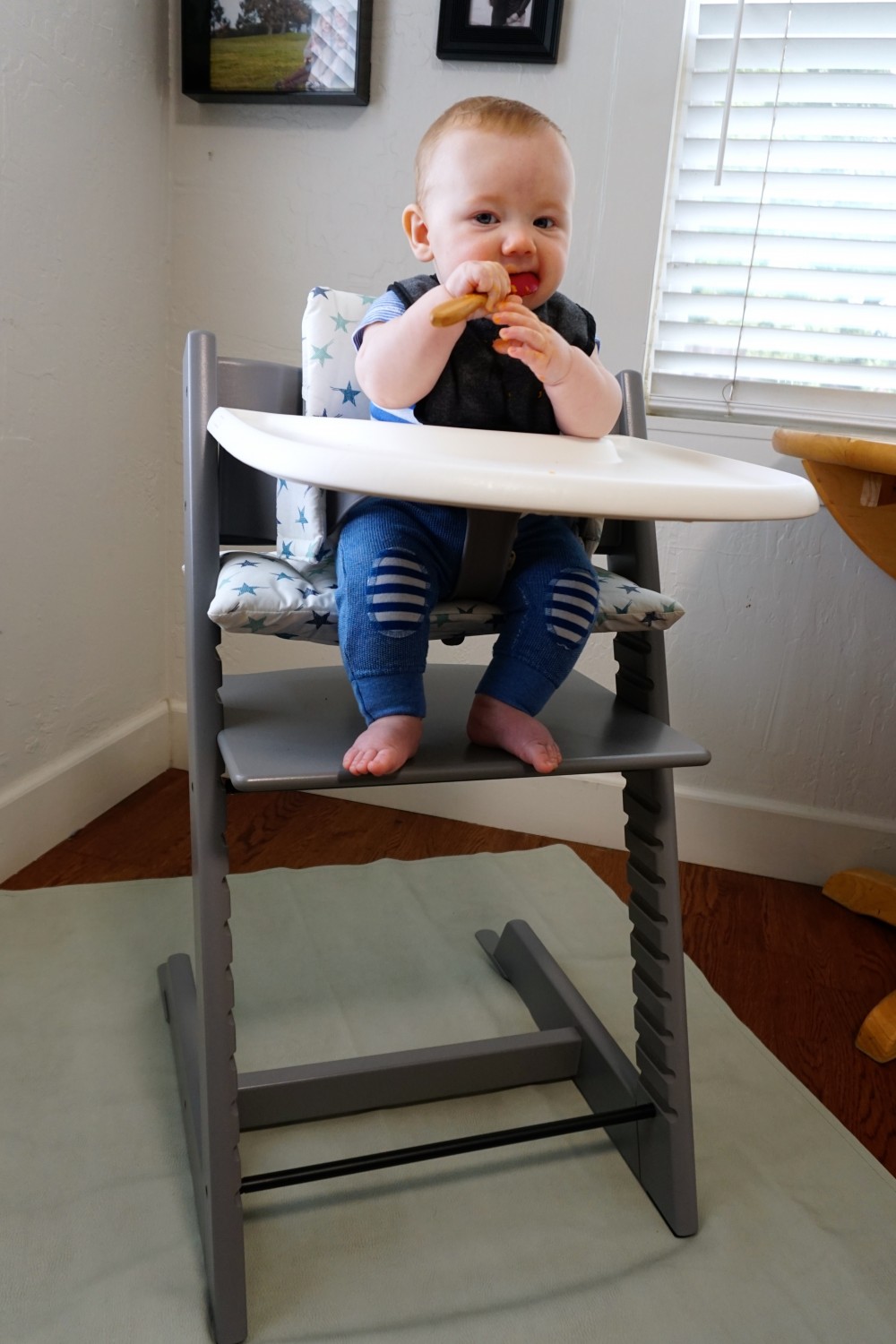 Mason's First Food Made Easier with Gathre Floor Mat-Avanchy Bamboo Spoon-Stokke High Chair-Gathre Mat-Have Need Want 5