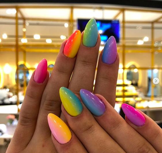 Ombre rainbow nails