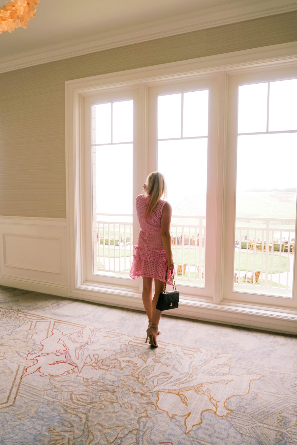 Pink Lace Dress-Borrowed by Design-Chanel Handbag-Self Portrait Pink Lace Dress Lookalike 3