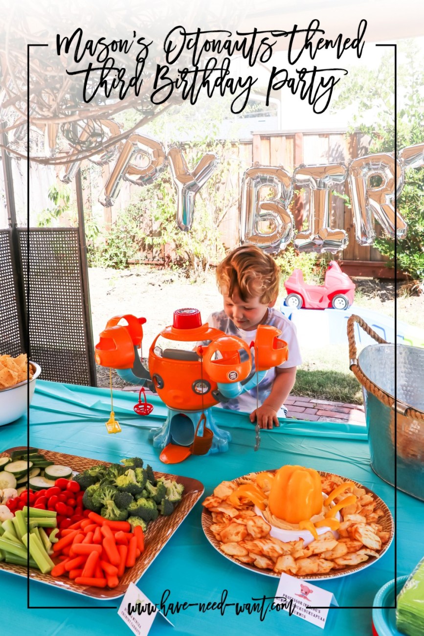 Last weekend we threw Mason an Octonauts themed third birthday party. I'm sharing all the details with you on the blog so click on over to check out the post! #ocotnauts #toddlerbirthdayparty #themedbirthdayparty #ocotnautsparty #partydecor #partysupplies #kidsbirthdayideas #toddlerbirthdayideas
