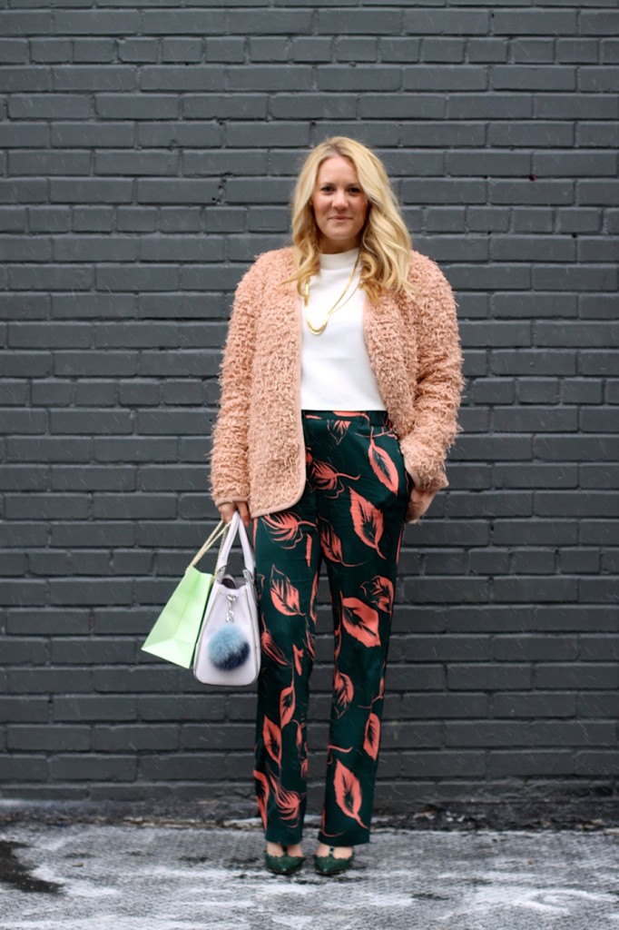 Flared Sleeve Crop Top-NYFW Steet Style-Fashion Blogger-Valentino Rockstuds-Boucle Jacket-English Factory-Nordstrom Signature Collection Pants 4