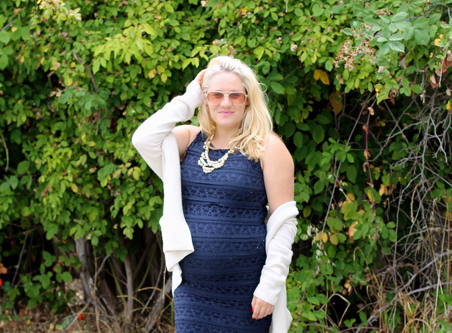 Navy Lace and Lace-ups | Ingrid and Isabel Navy Lace Dress